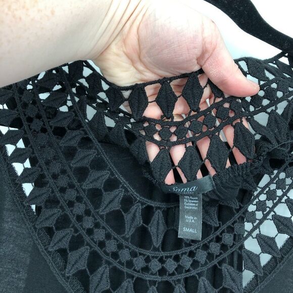 SOMA Jersey Knit Sleeveless Maxi Dress Crochet Neckline - Picture 4 of 6